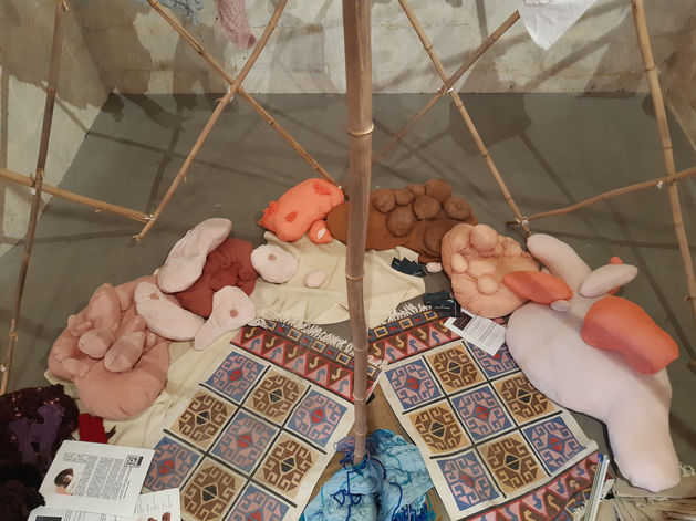 Penelope's yurt during the A la Lettre exhibition in the old Saint-Sauveur church (Caen, Normandy)