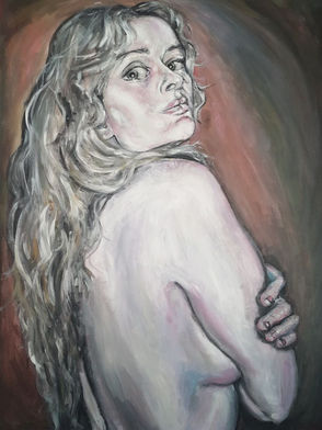 Eve à droite pour Triptyque d'Eve(s) (2020) première série modulable, acrylique sur toile 80x60 cm (perdues lors d'un incendie)