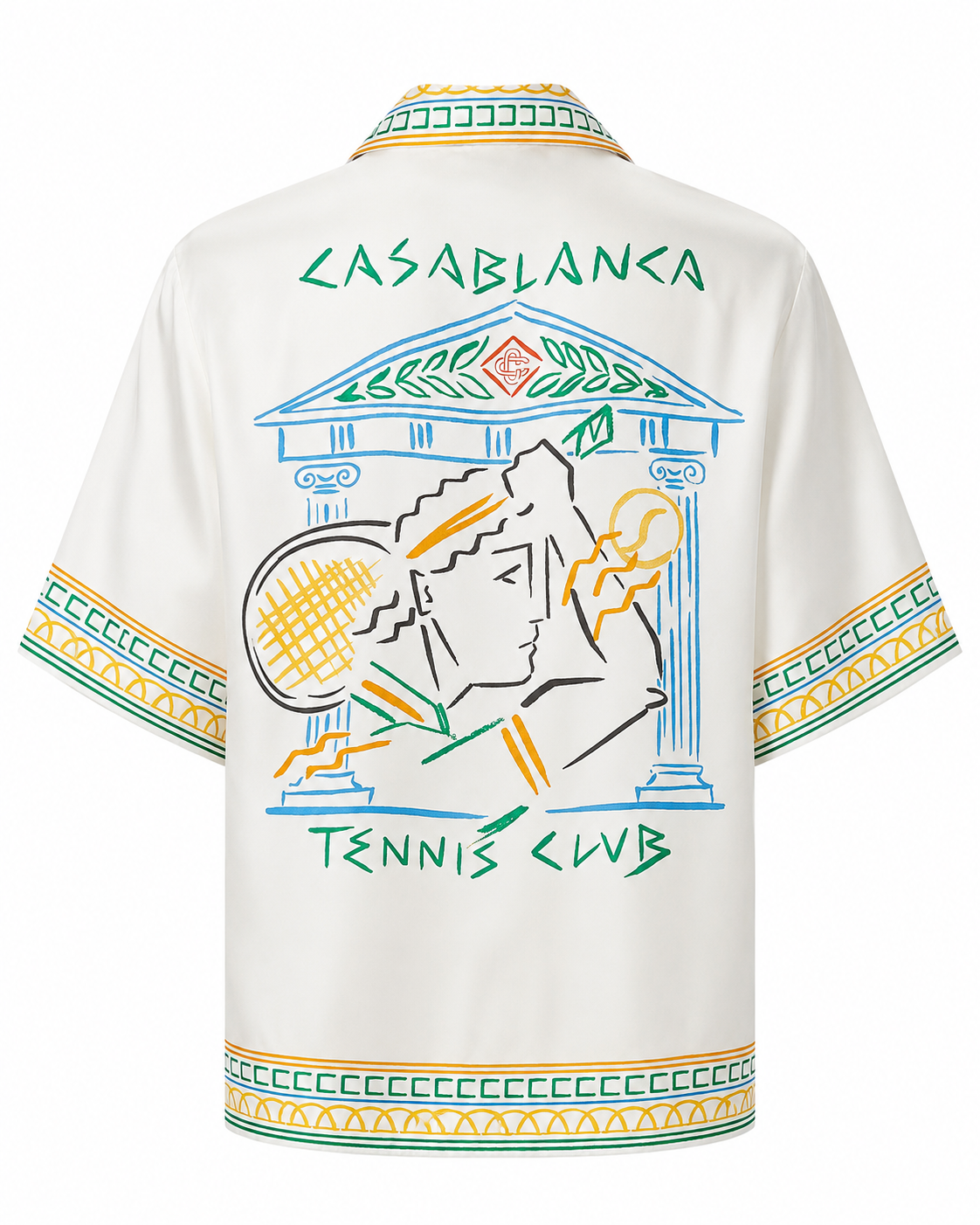 CASABLANCA, Crayon Temple Tennis Club Short Sleeve Cuban Collar Shirt