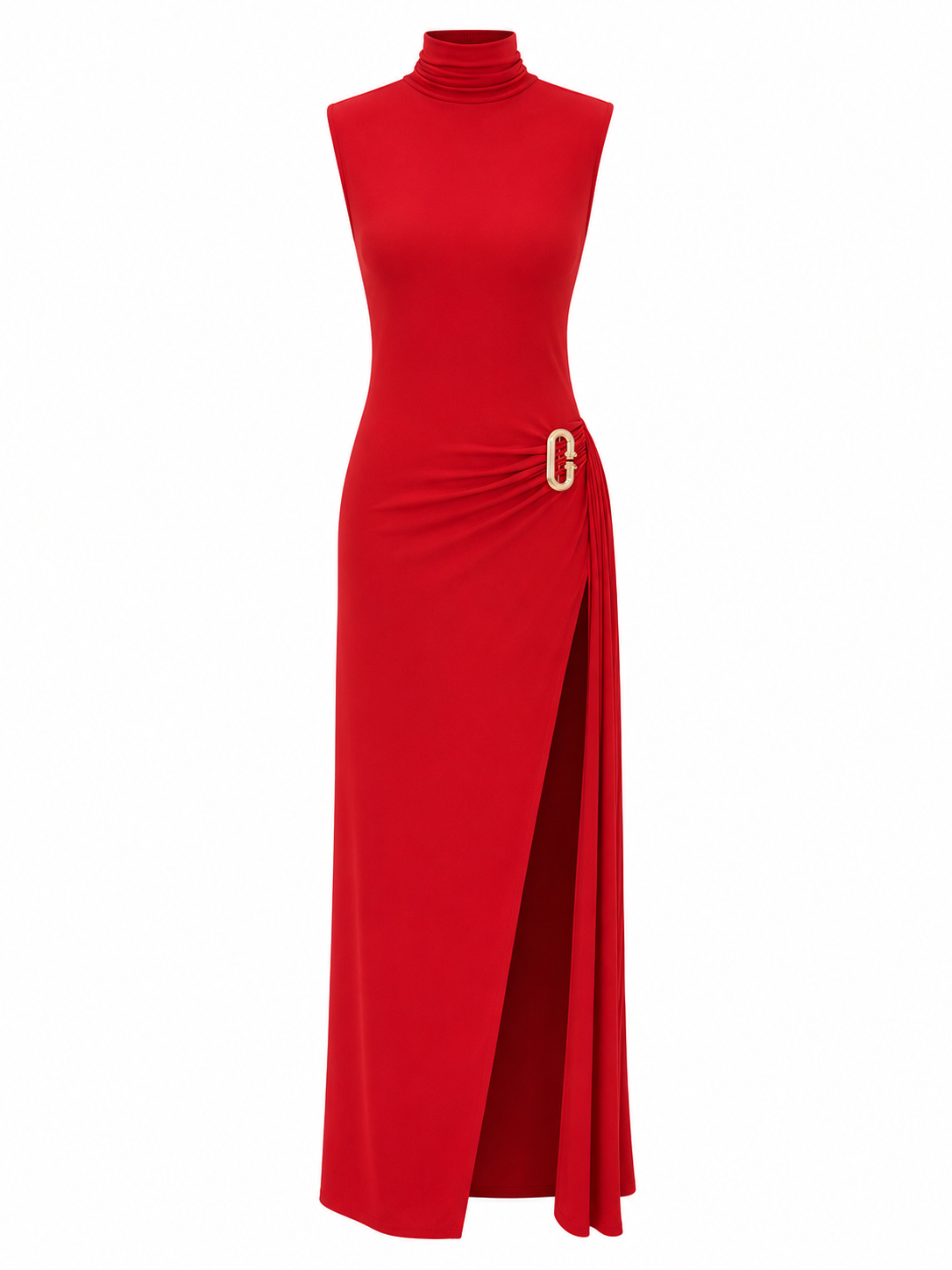 CASABLANCA, Sleeveless Side Split Column Dress in red