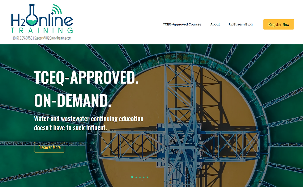The H2Online Training landing page