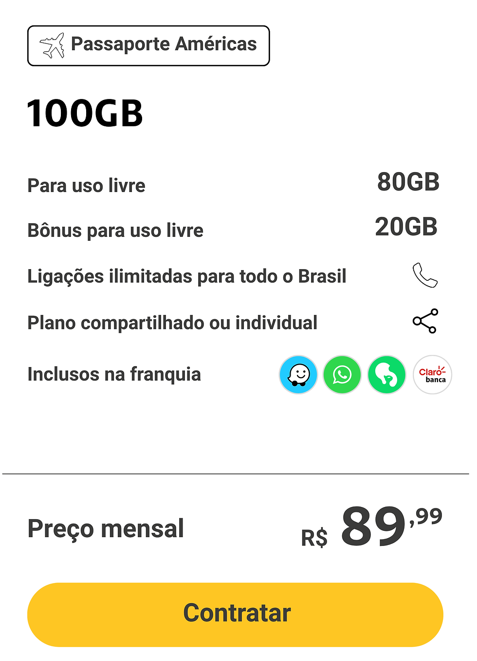 Claro Pós 100GB