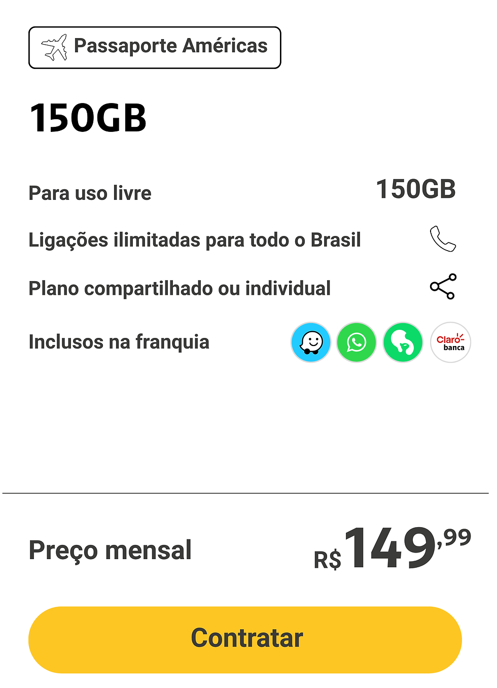 Claro Pós 150GB