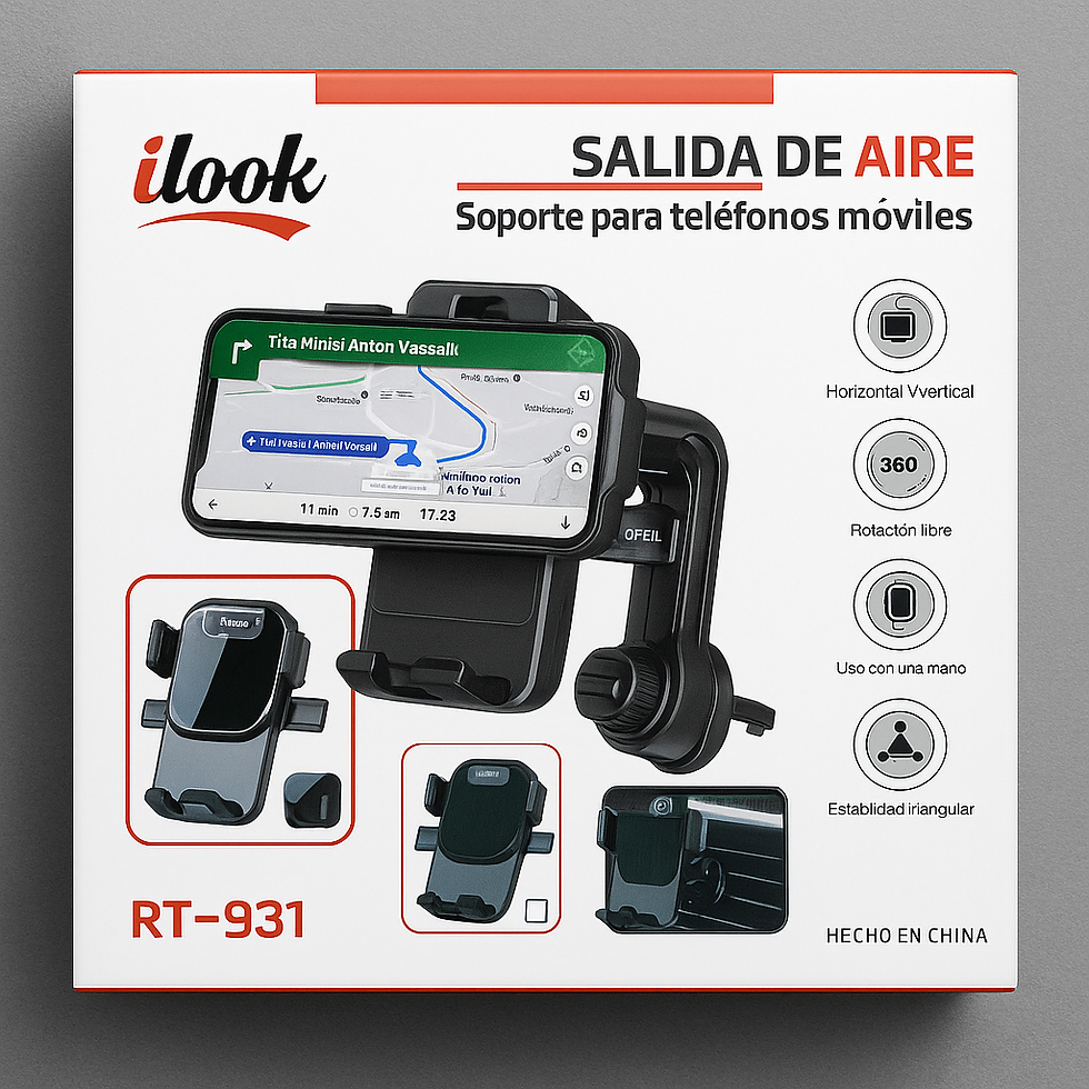 Miniatura: Soporte para Celular iLook RT-931 de Salida de Aire – Ajustable y Rotación 360°