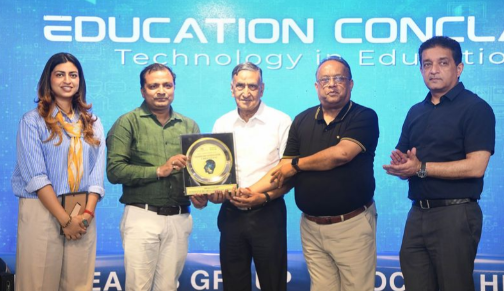 Dr. Anup Bowry and dignitaries honor chief guest Rajesh Kumar Gupta during the felicitation ceremony. – Sarabjit Singh