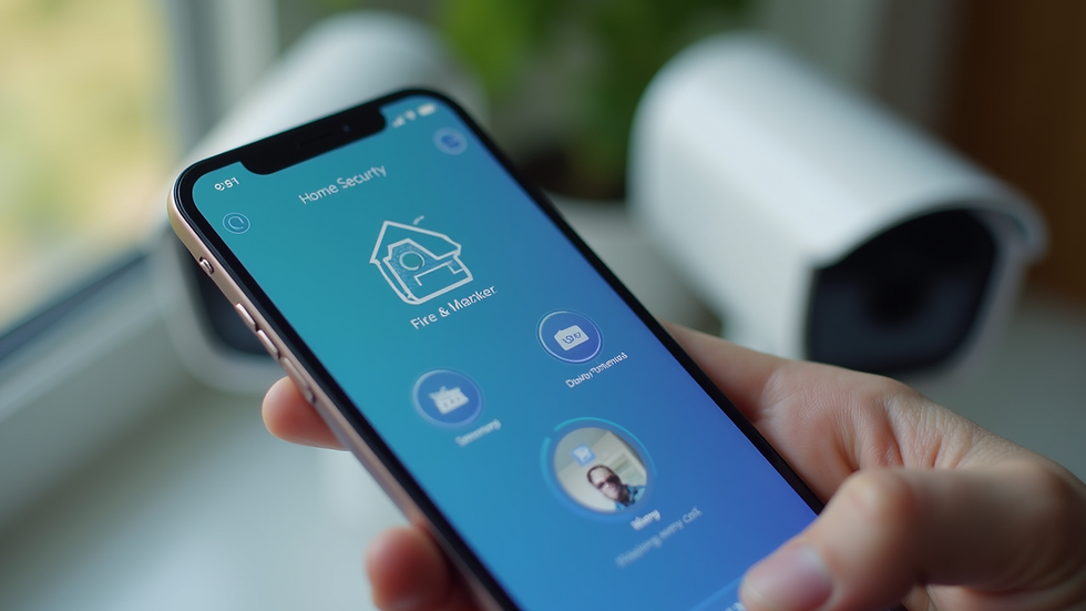 Close-up view of a smartphone displaying a home security app interface