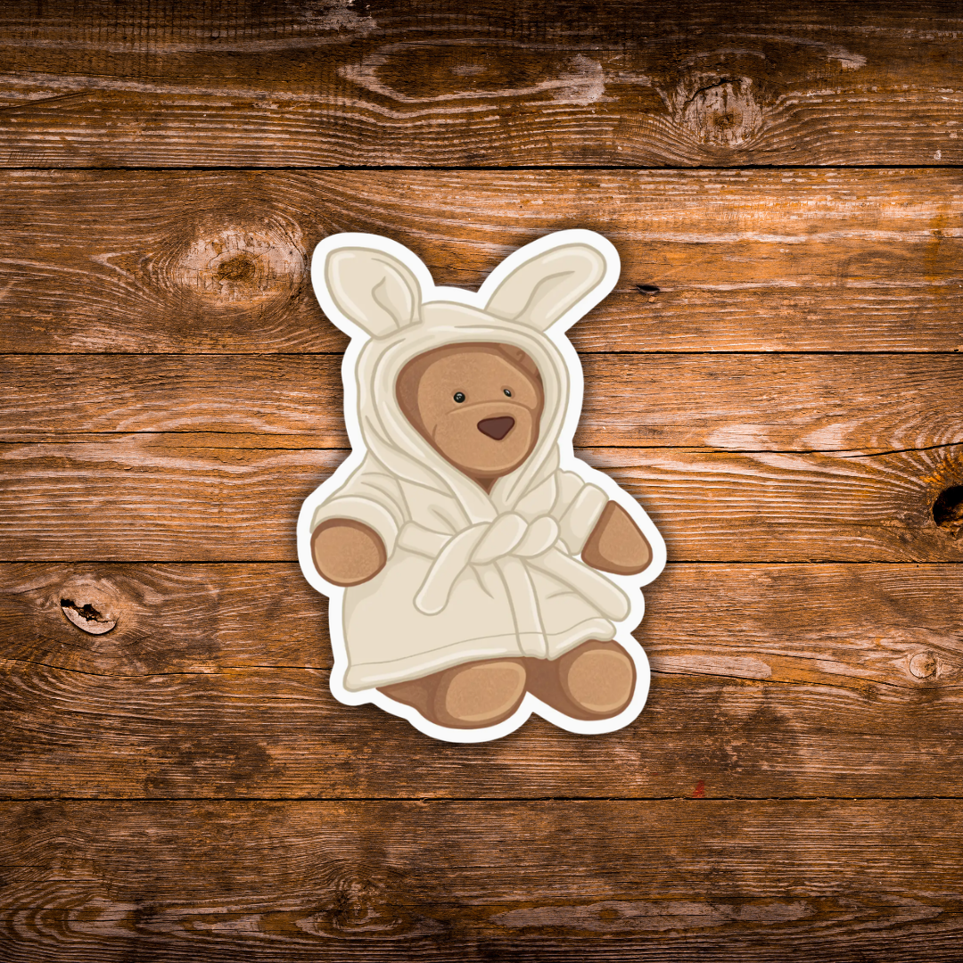 Bunny Robe Bear Vinyl Sticker