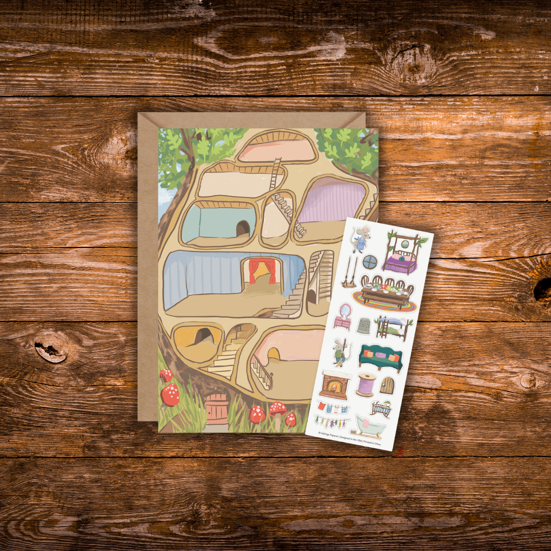 Mouse House Interactive Card + Sticker Sheet Set