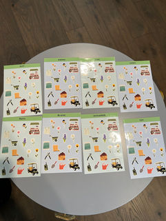8 sticker sheets. The stickers are gardening themed.