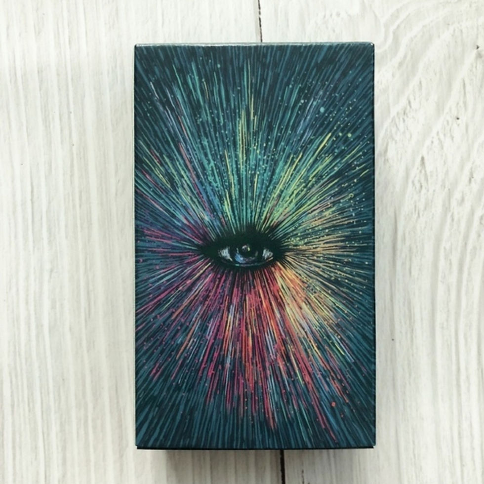 Thumbnail: 79 Piece English Silver Plated Prisma Visions Tarot Deck Divination