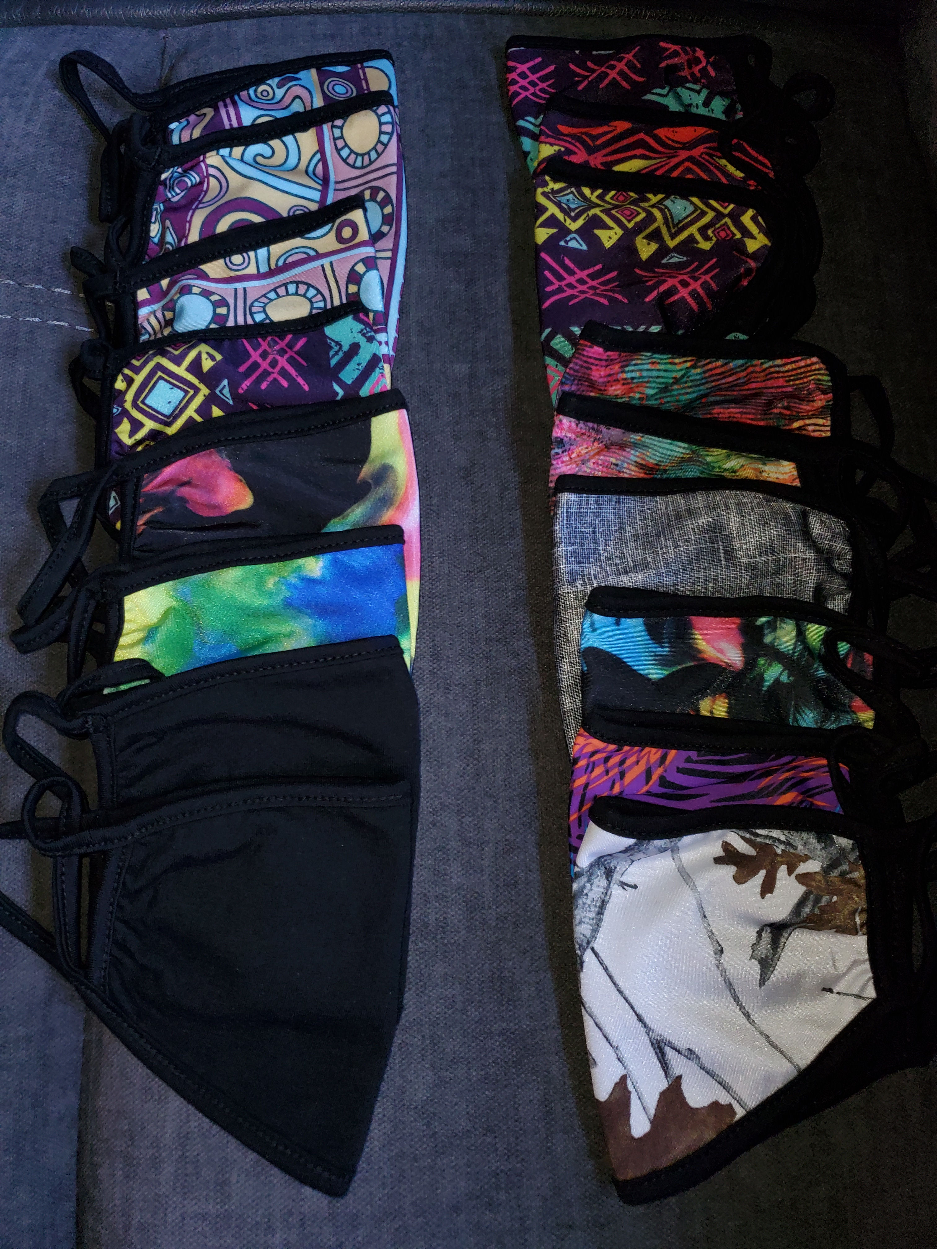 Black and print face masks