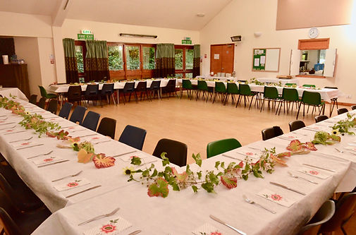 Harvest Festival Lunch Table Settings in West Peckham Village Hall