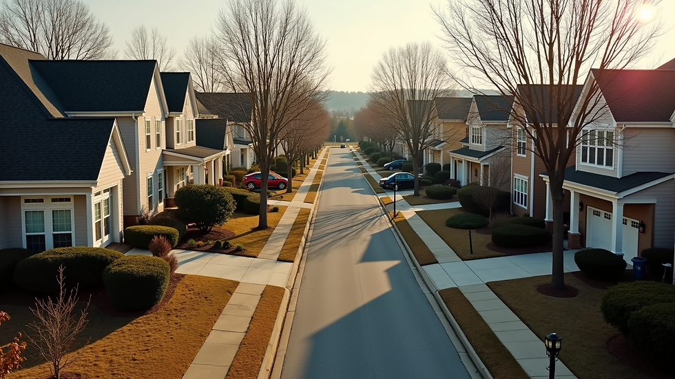High angle view of a residential neighborhood in Cary