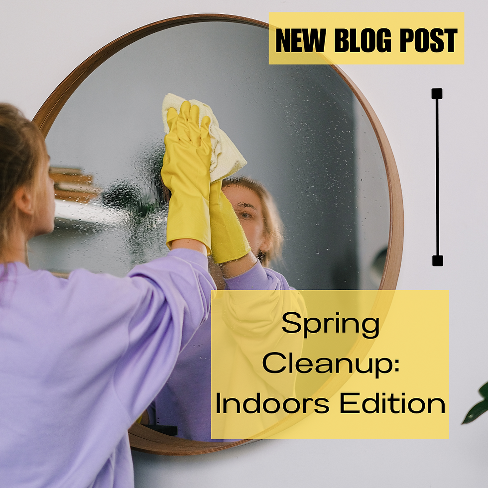 Woman in yellow gloves cleaning a round mirror indoors.