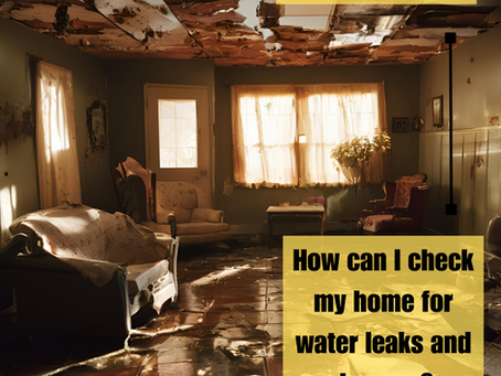 A living room with water damage