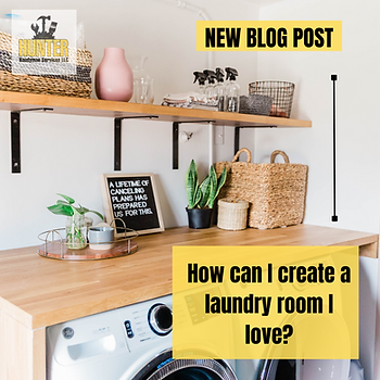 A well-decorated laundry room