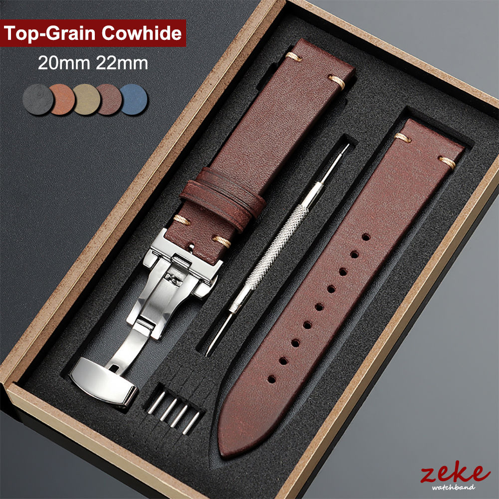 Genuine leather bracelet with wooden case