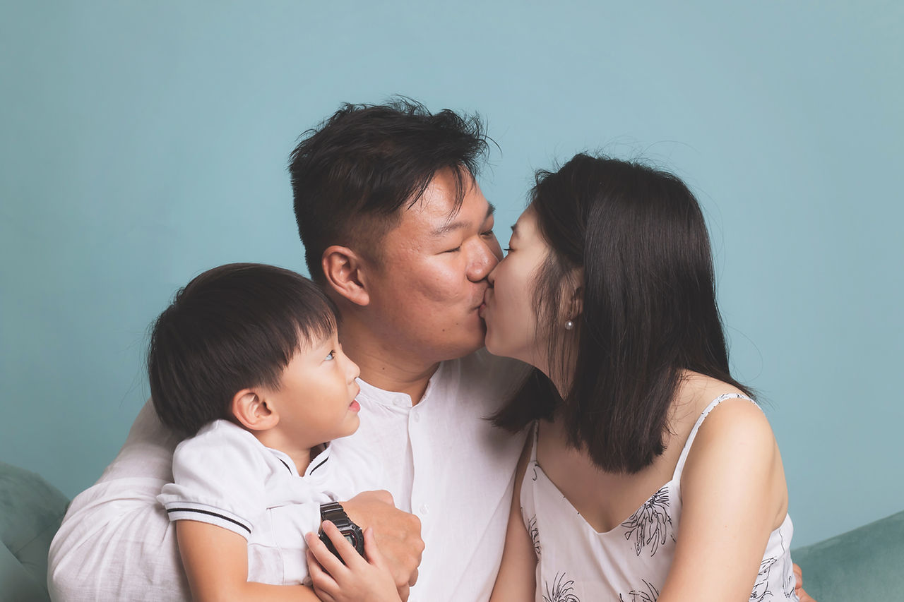 Parents and child family portrait