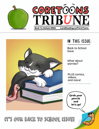 A magazine cover with an illustration of a black cat curled up on a stack of books.  