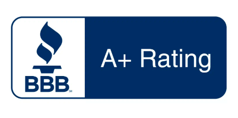 A+ rating badge from the Better Business Bureau, symbolizing top-tier quality craftsmanship, high quality builder