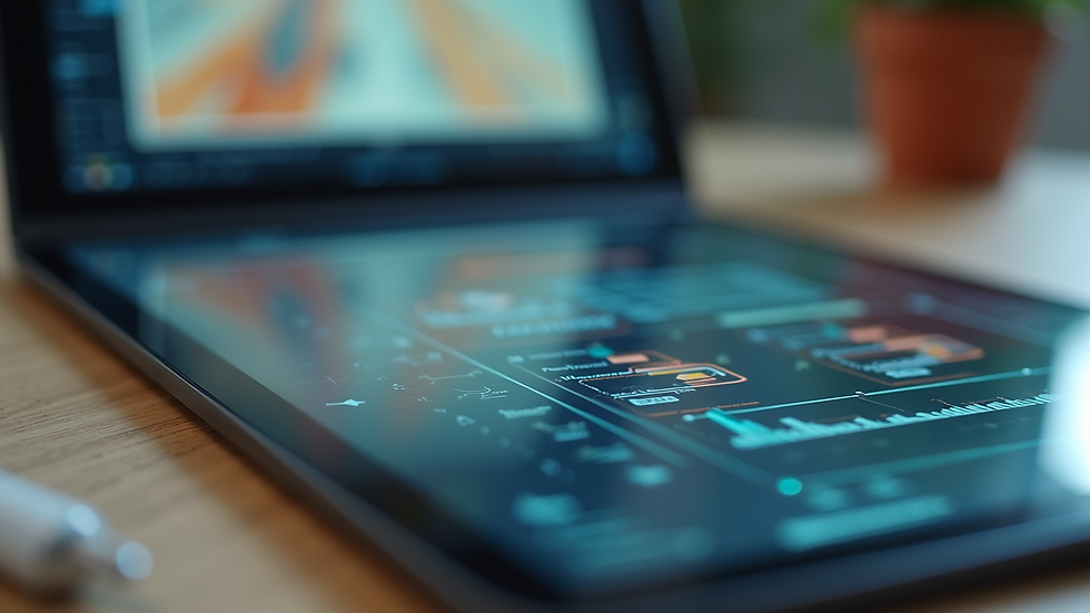 Close-up view of a digital tablet showing a design project in progress