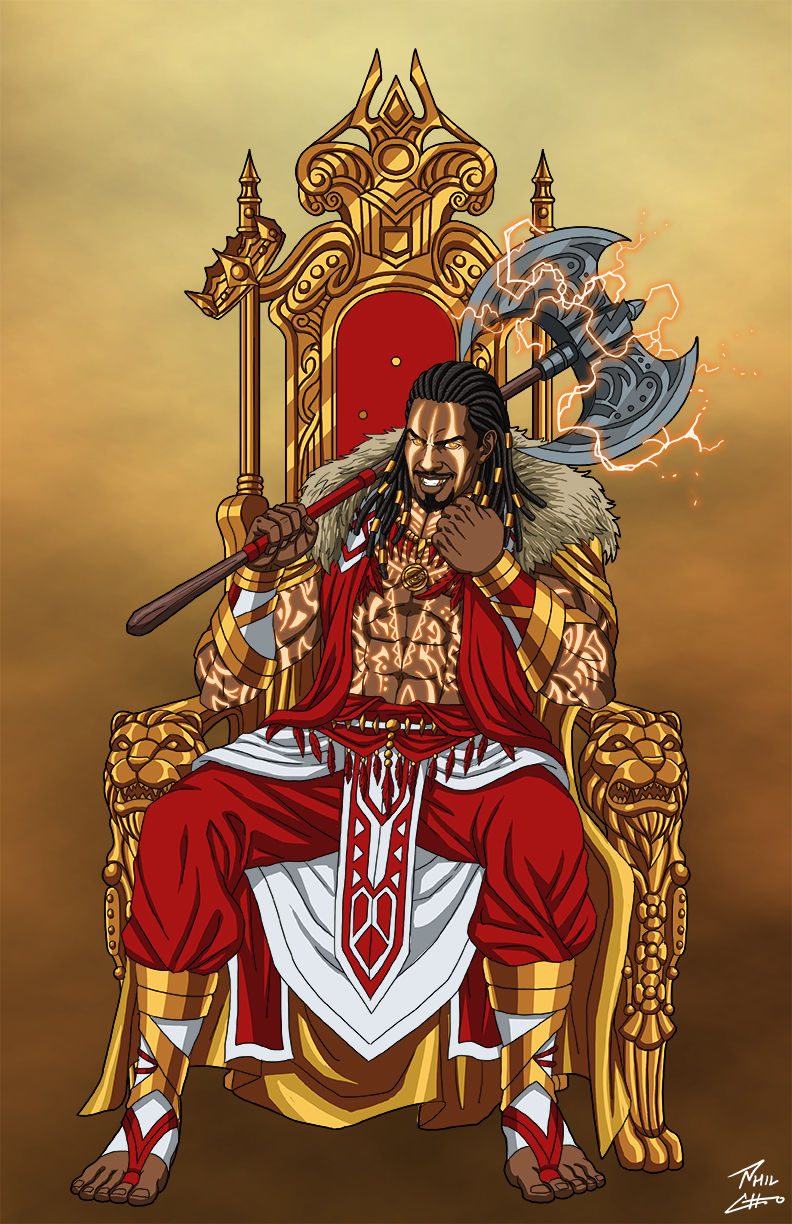 Shango sitting on his throne