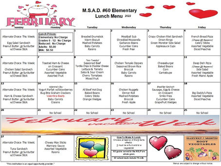 February Menus!