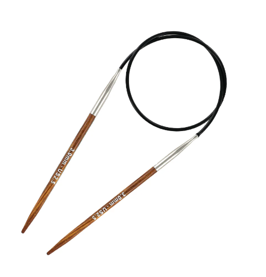 Circular knitting needles, wooden, 3.00 mm US 2.5