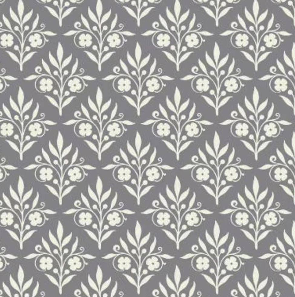 Stylized cream floral pattern on grey background