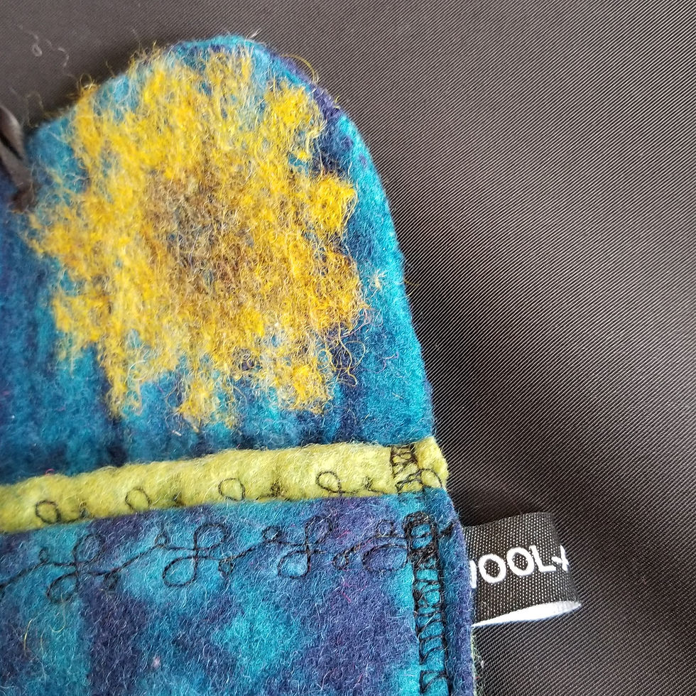 Thumbnail: Needle Felt Wool Clutch - Sunflower on Blue