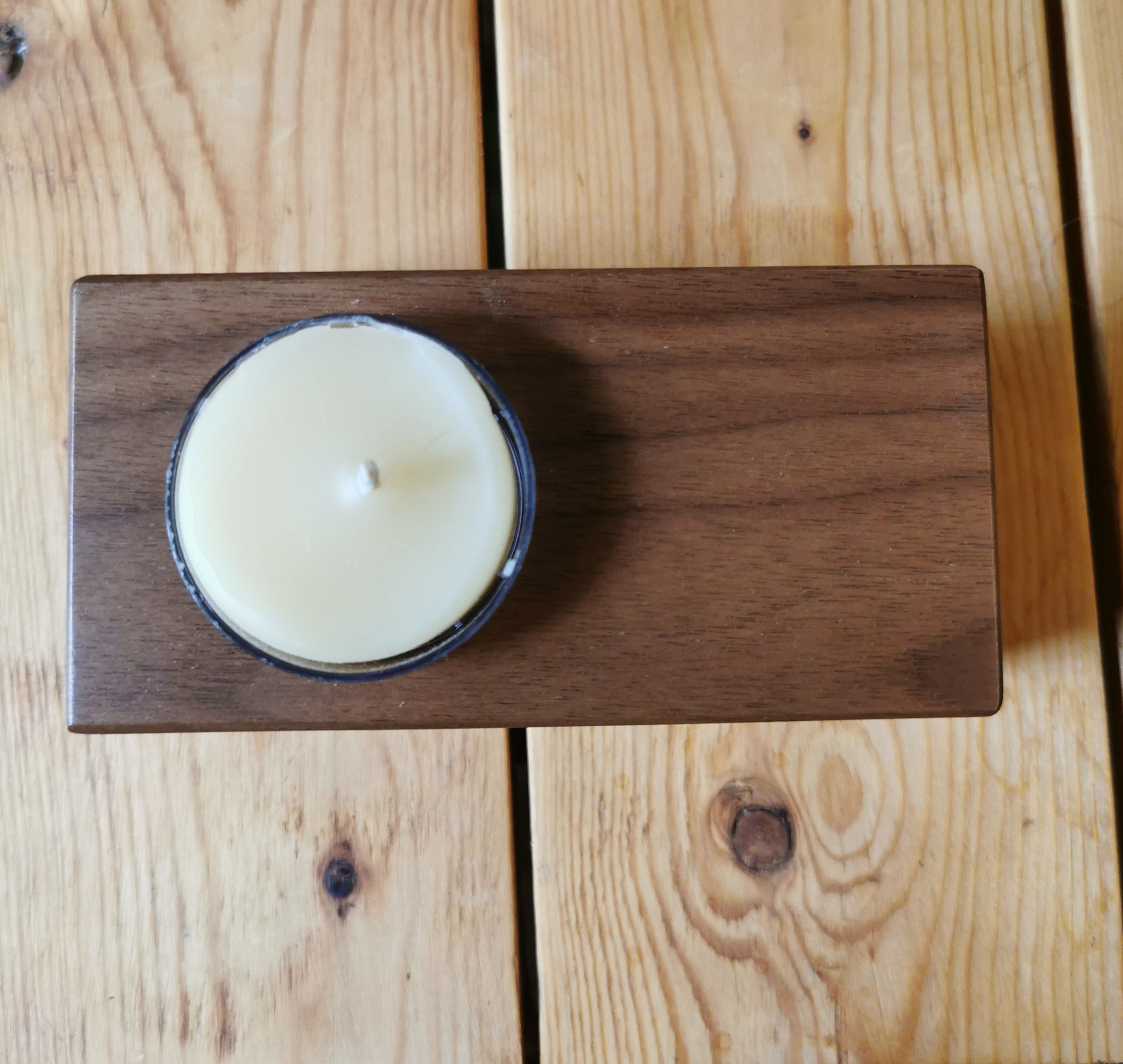 Wooden Candle with Match Holder