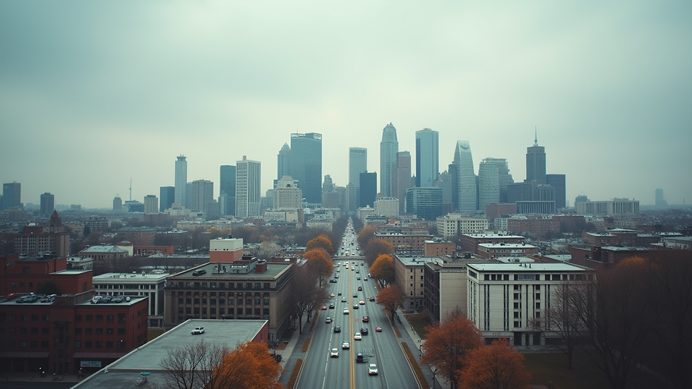 Eye-level view of Toledo city skyline with business district