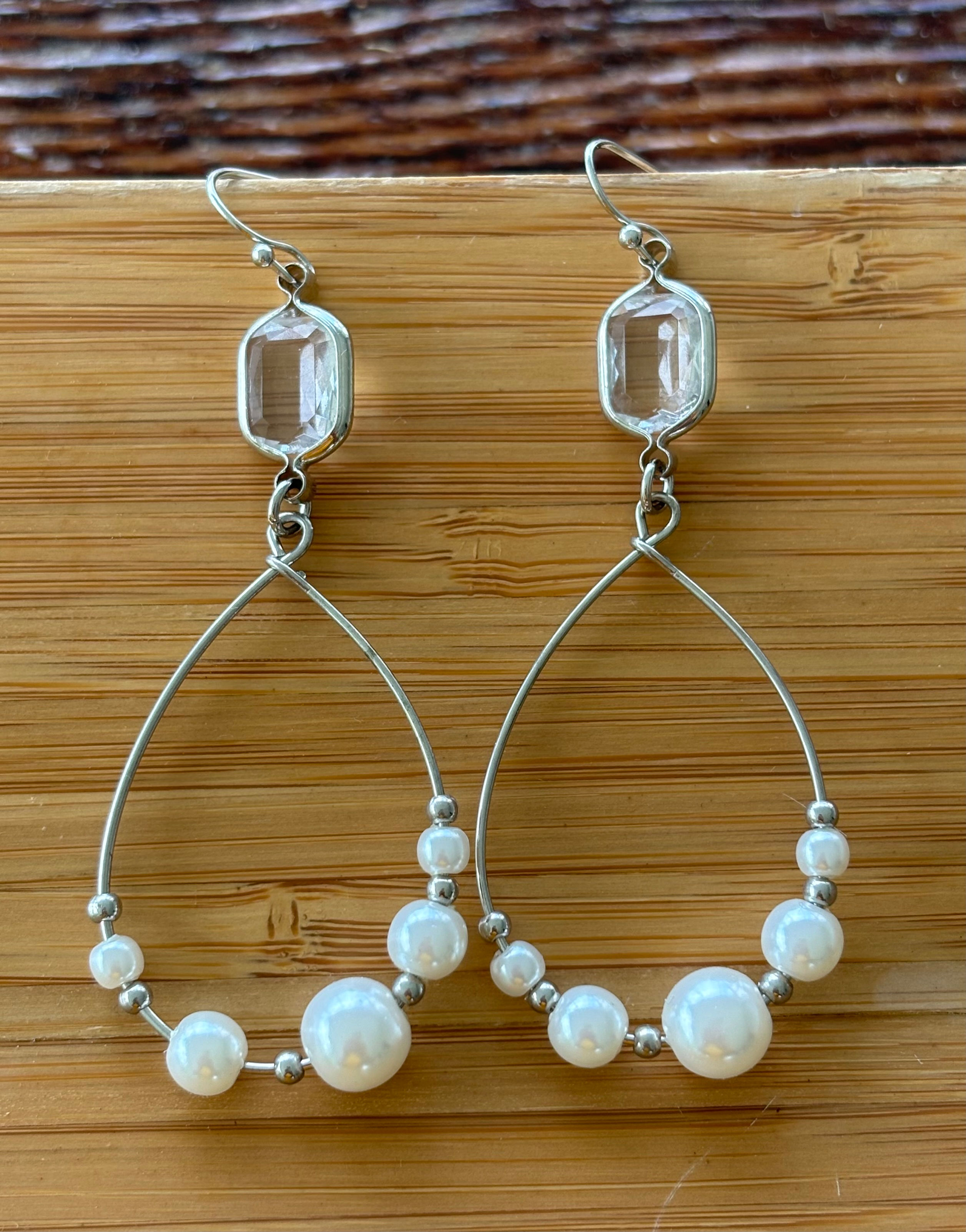 Silver Pearl Gemstone - Earrings
