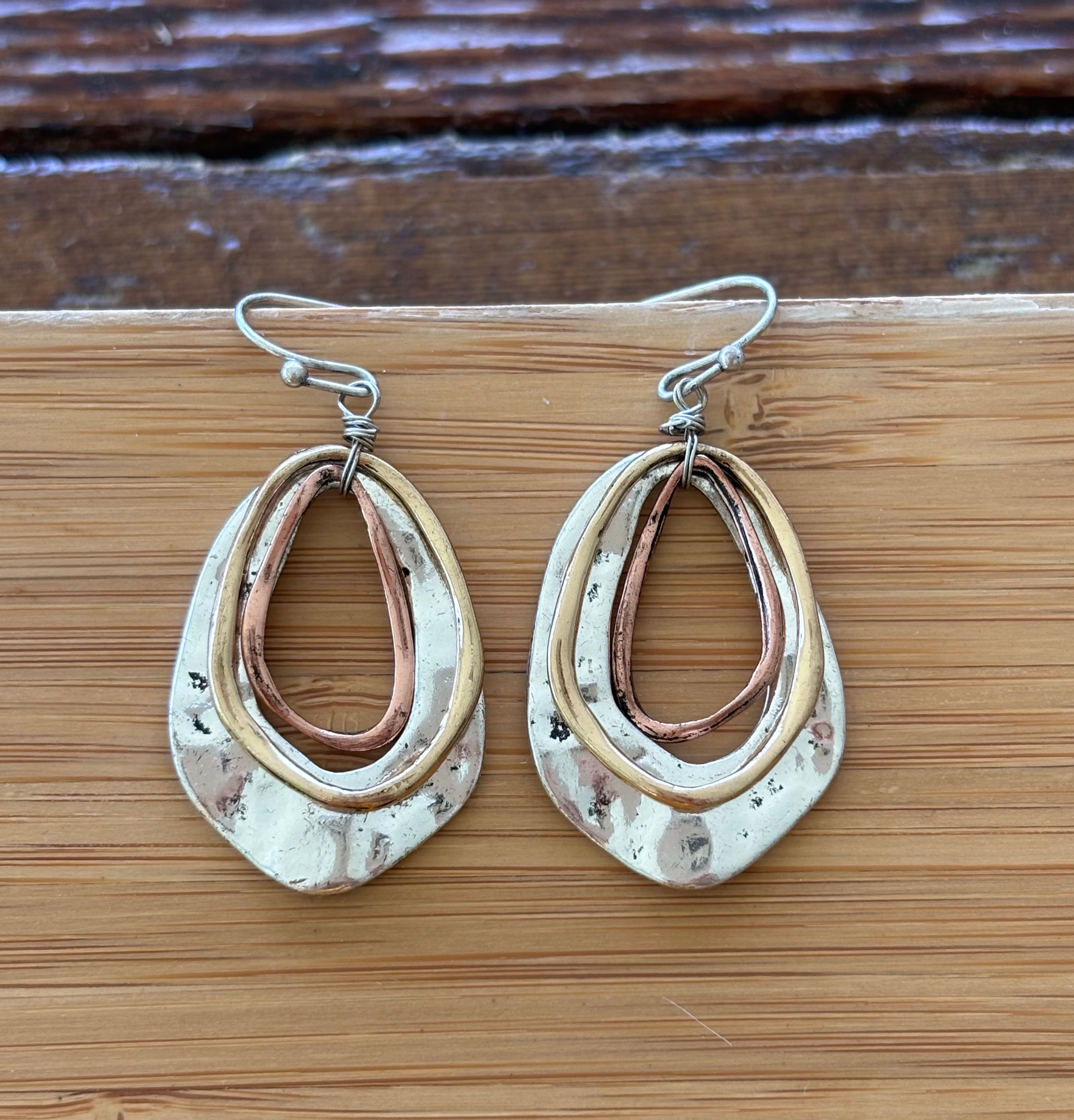 Silver/Gold Copper Dangle - Earrings