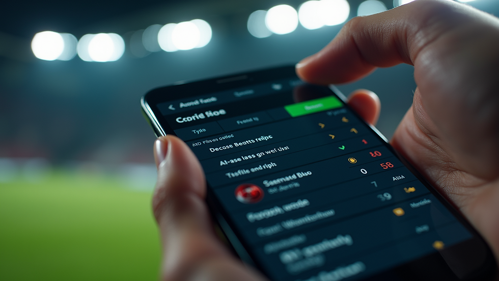 Close-up view of a smartphone displaying football betting odds and AI-generated tips