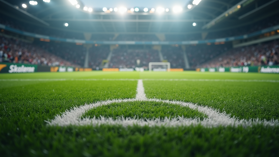Close-up view of a football pitch with tactical markings