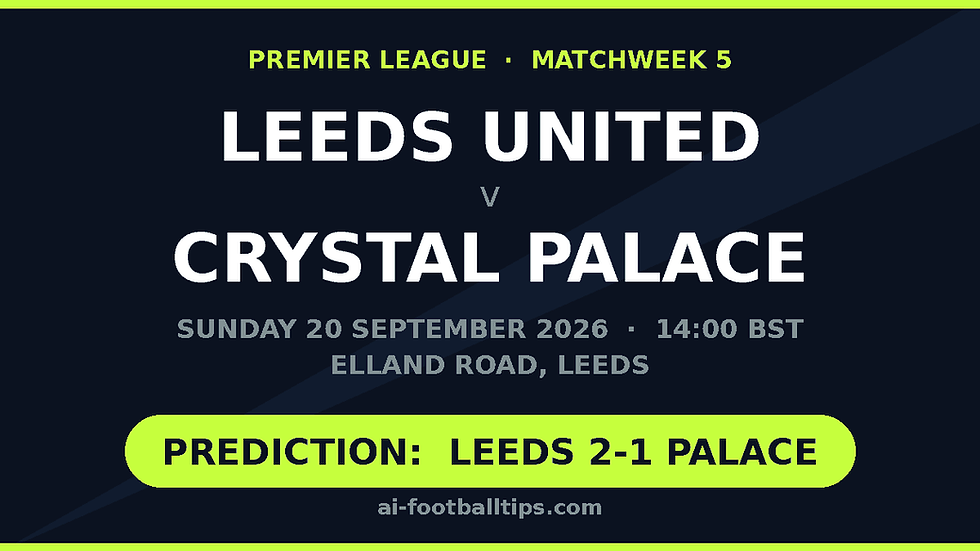 Leeds United vs Crystal Palace prediction 2-1 — Premier League matchweek 5, Sunday 20 September 2026, Elland Road
