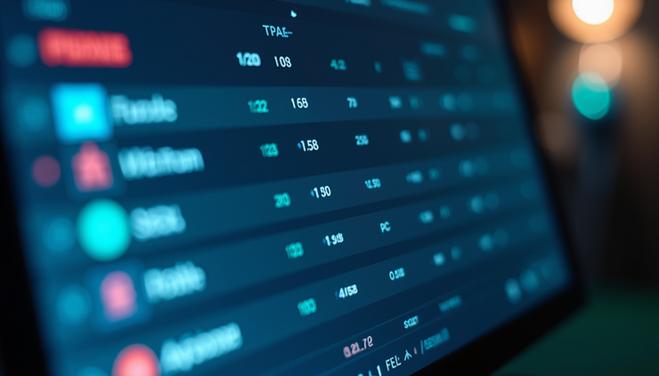 Eye-level view of a computer screen showing football match data and predictions