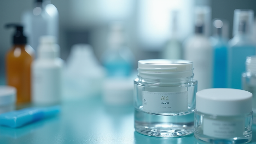 Close-up view of cosmetic laboratory equipment for product testing
