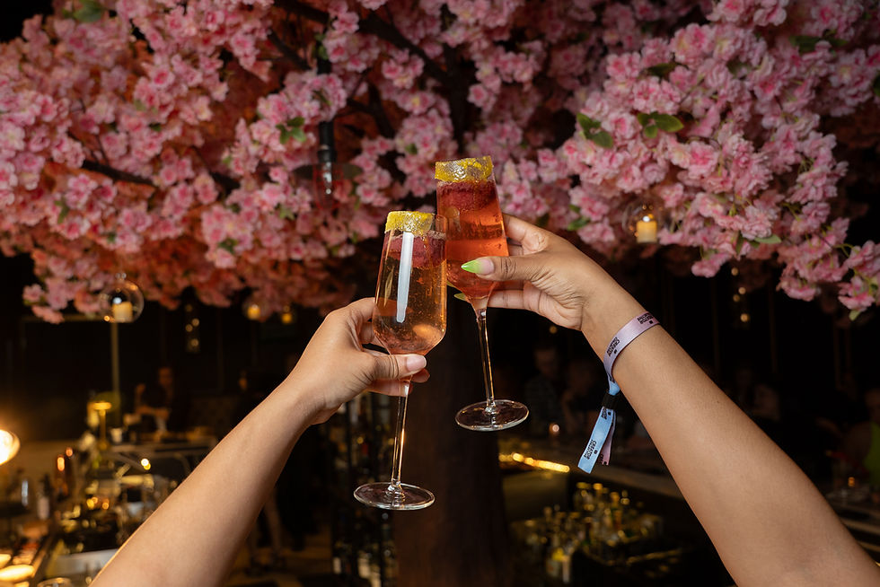 Demure and Mindful cocktail cheers