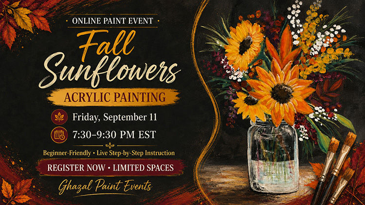 Fall Flowers acrylic online painting events