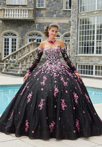 black and purple quinceanera dresses One Shoulder Black Quinceaera Dress Sparkling Ball Gown Prom Dress FD   Viniodress