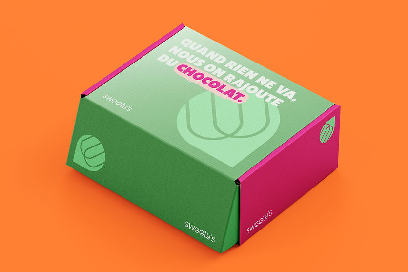 Mockup qui présente le design des colis de la marque Sweety's