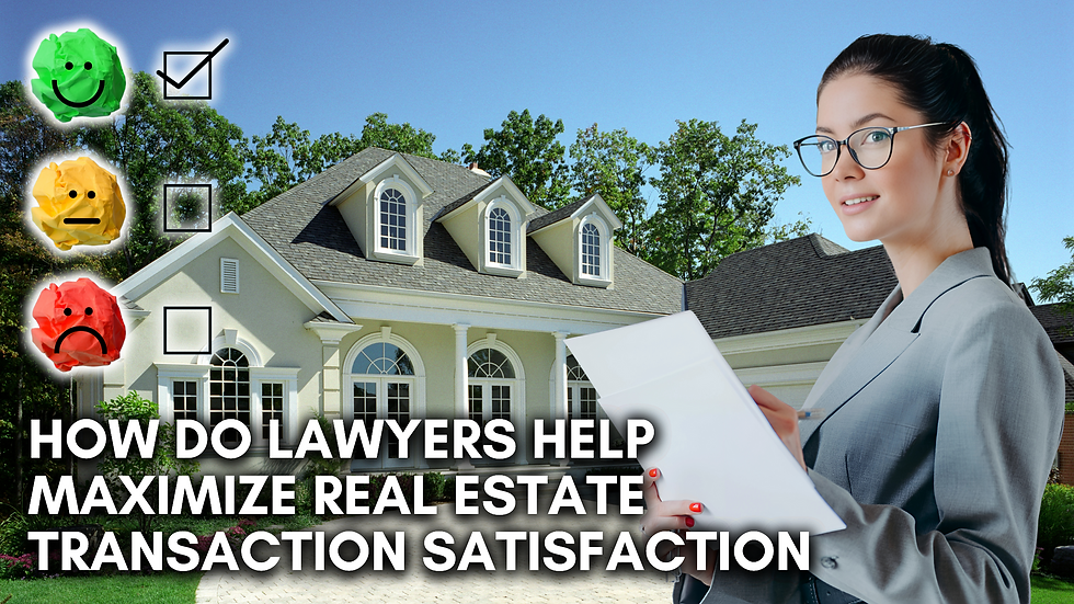 Female real estate lawyer with home and satisfaction photos, illustrating how lawyers help maximize real estate transactions.