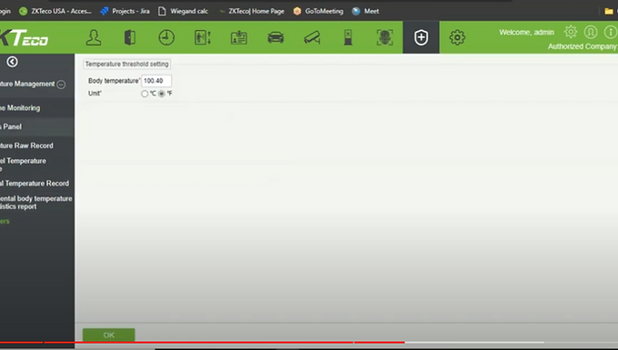SpeedFace model SF1008+ demo including reporting software
