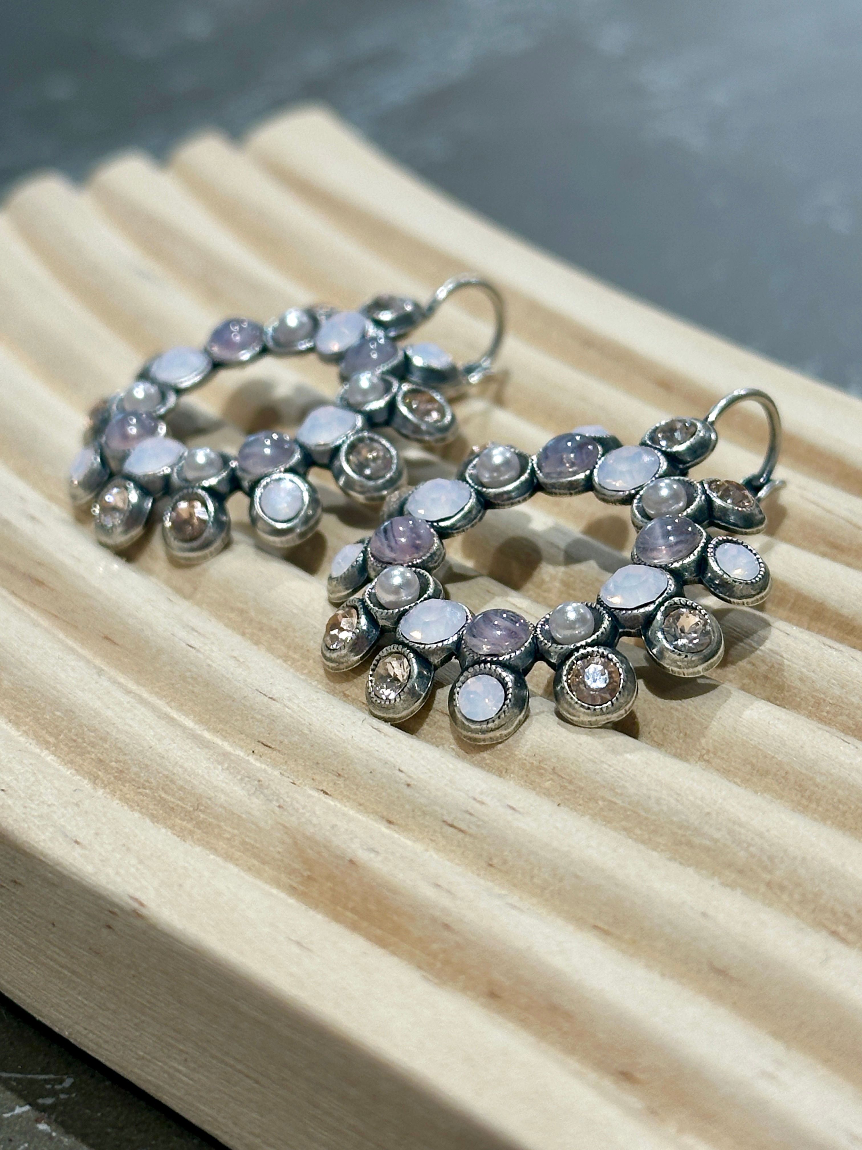 Ohrhänger Blume ganz gross, rose Opal/vintage Rose/rosa