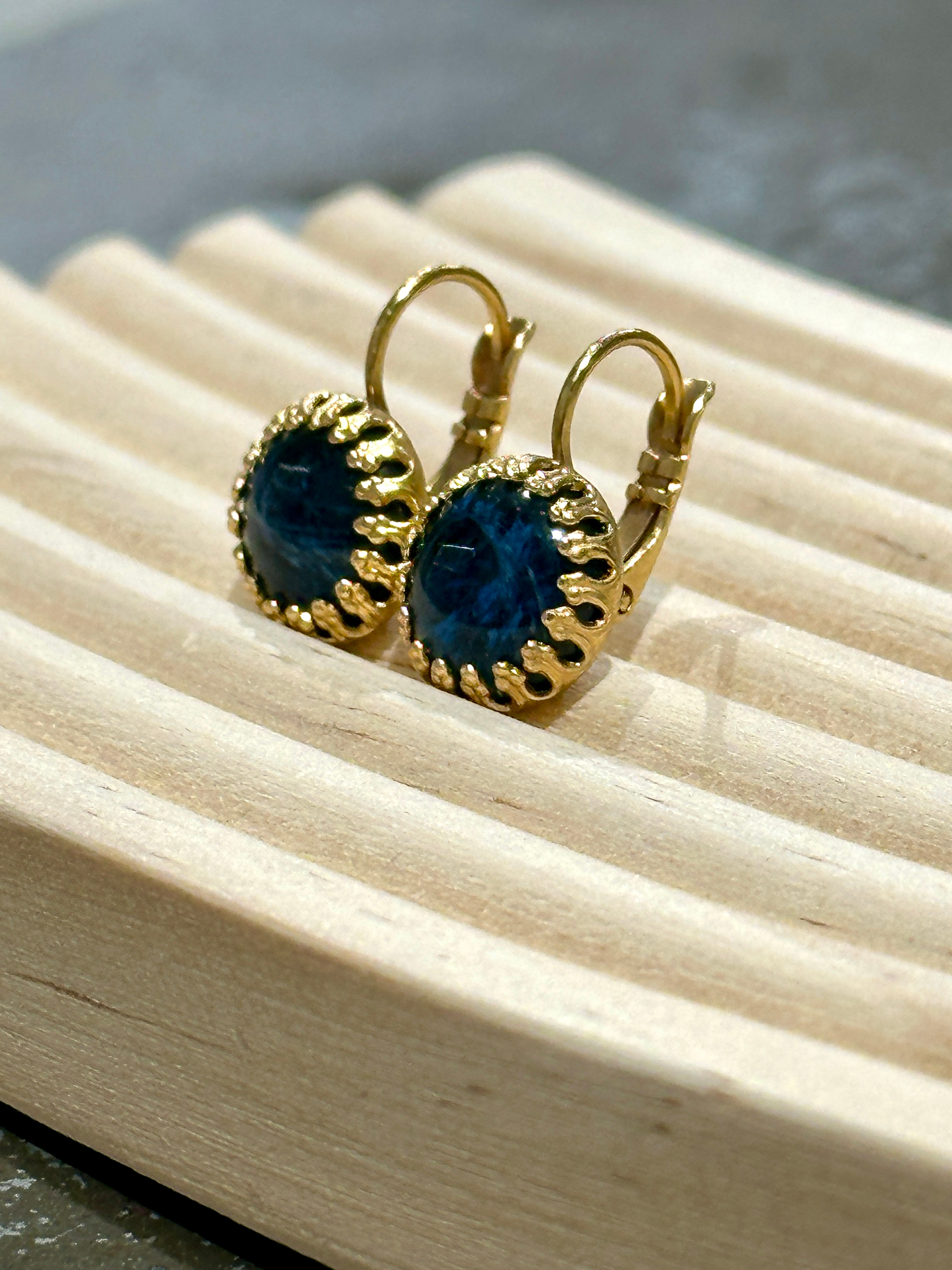 Ohrhänger rund, dunkelblau