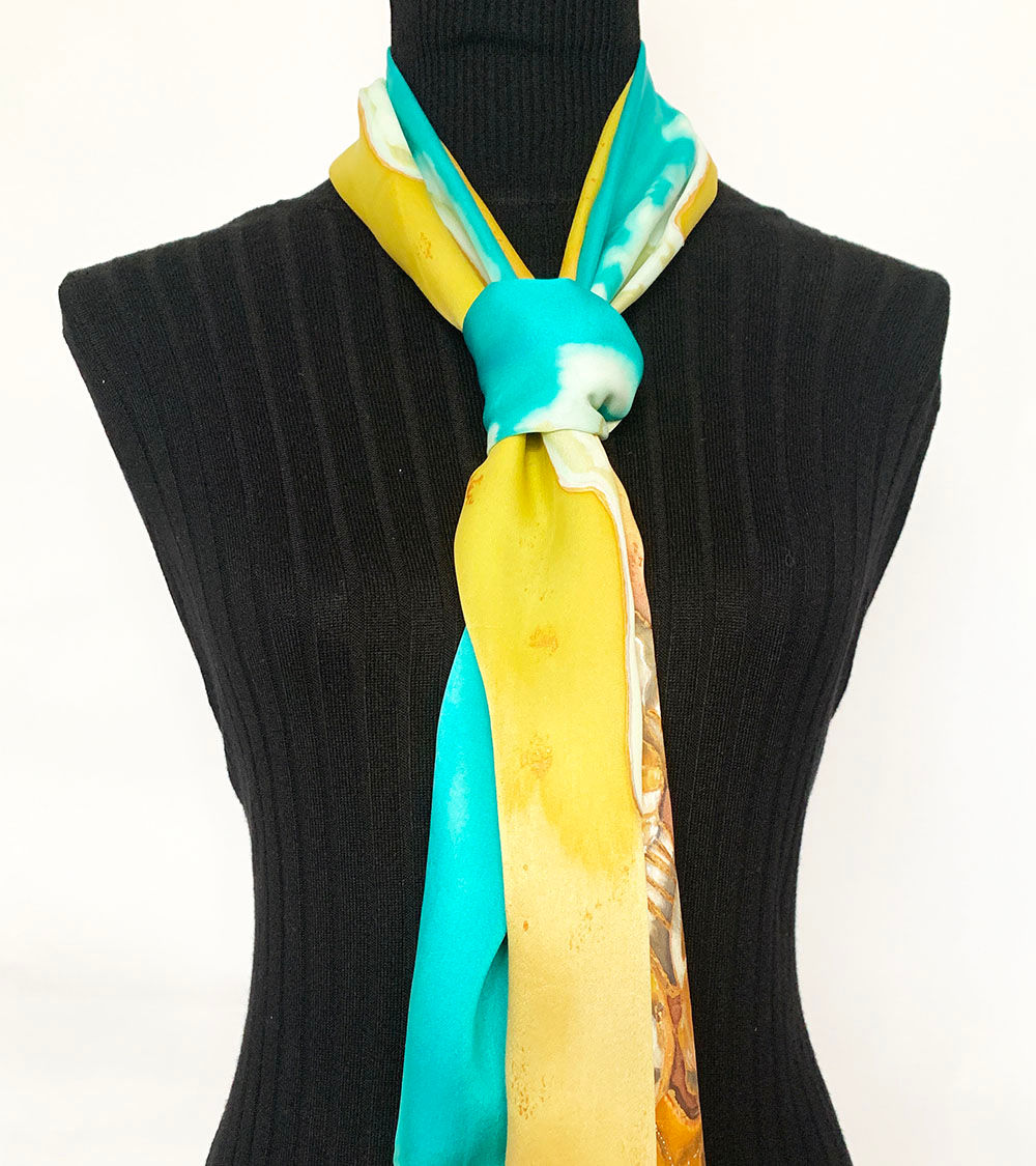 Hand Painted Silk Scarf Sea Shells 35x140cm