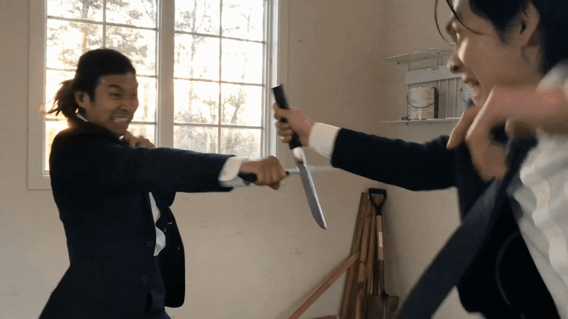 Knife fight choreographed by Kyo Kasumi.