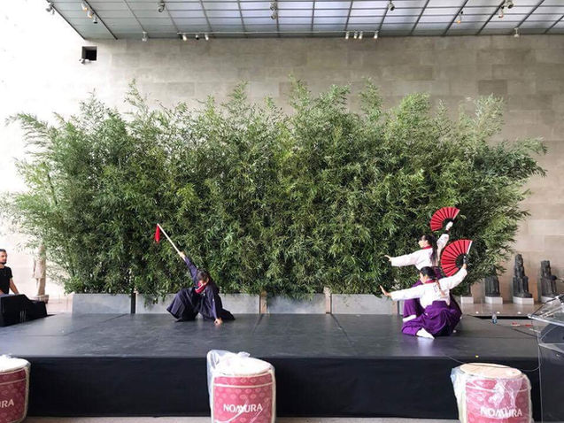 Kyo Kasumi and TATE Hatoryu NY students performing with Bo Staff at the Metropolitan Museum of Art